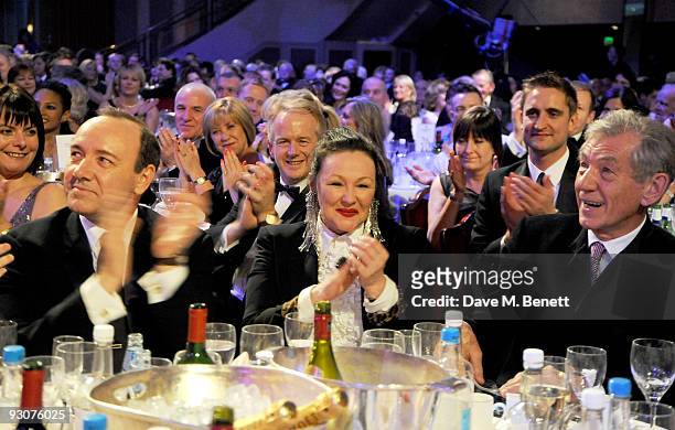 Kevin Spacey, Frances Barber and Sir Ian McKellen attend the Variety Club Showbiz Awards, at the Grosvenor House, on November 15, 2009 in London,...