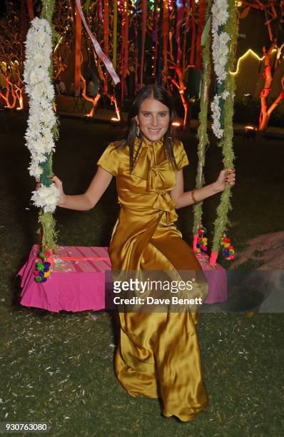 Dree Hemingway attends the Holi Saloni celebrations in the RAAS Devigarh on March 9, 2018 in Udaipur, India.