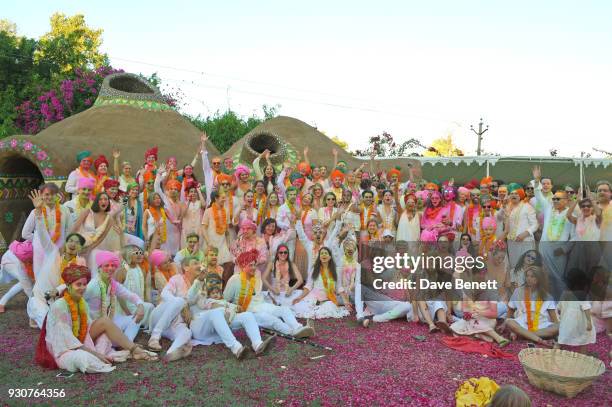 Guests enjoy the Holi Saloni celebrations in the RAAS Devigarh on March 10, 2018 in Udaipur, India.