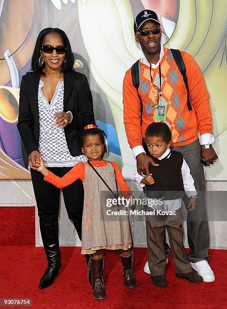 Actress Angela Bassett , actor Courtney B. Vance , daughter Bronwyn Golden Vance, and son Slater Josiah Vance attend the premiere of ''The Princess...