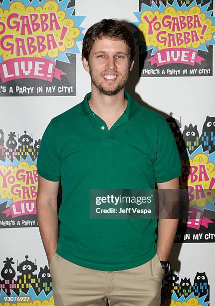 Actor Jon Heder performs during the Yo Gabba Gabba! : "There's A Party In My City" Live at The Shrine Auditorium on November 15, 2009 in Los Angeles,...