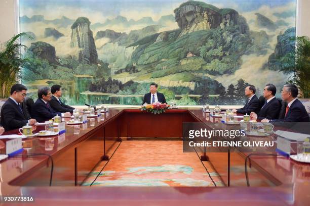 Chinese President Xi Jinping , Chinese State Councilor Yang Jiechi and Chinese Foreign Minister Wang Yi meet with South Korea's National Security...