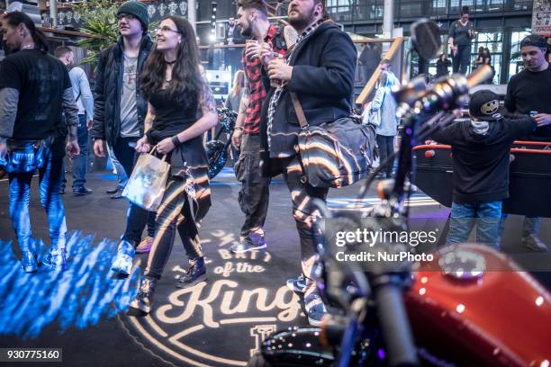 Visitors during the Paris Tattoo Convention on March 10, 2018 at the Grand Halle de la Villette in Paris. The 8th edition of the Mondial du Tatouage...