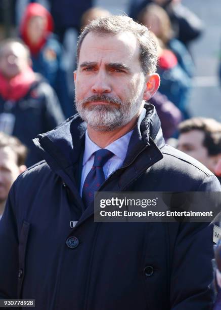 King Felipe of Spain attends the Men's 2108 Rugby Europe International Championships match Spain vs. Germany at Complutense University's Central...