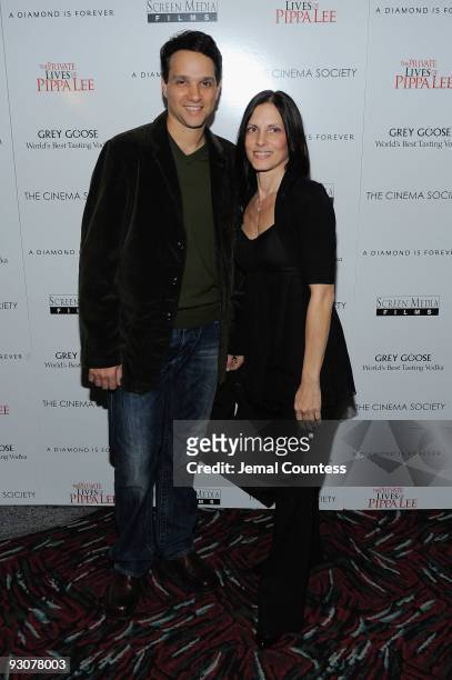 Actor Ralph Macchio and Phyllis Fierro attend The Cinema Society & A Diamond is Forever screening of "The Private Lives of Pippa Lee" at AMC Loews...