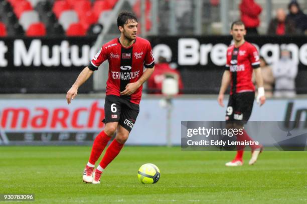 Clement Grenier of Guingamp during the Ligue 1 match between EA Guingamp and OGC Nice at Stade du Roudourou on March 11, 2018 in Guingamp, .