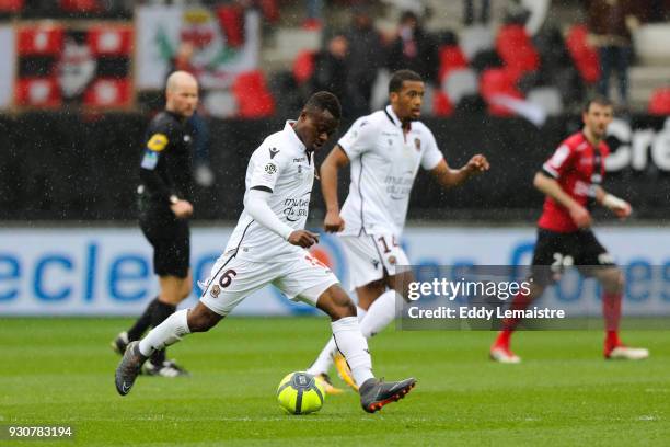 Jean Michael Seri of Nice during the Ligue 1 match between EA Guingamp and OGC Nice at Stade du Roudourou on March 11, 2018 in Guingamp, .