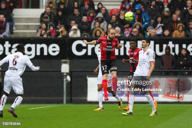 Etienne Didot of Guingamp during the Ligue 1 match between EA Guingamp and OGC Nice at Stade du Roudourou on March 11, 2018 in Guingamp, .