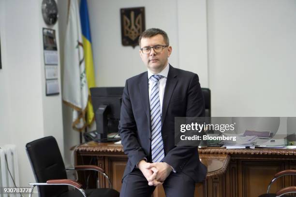 Vitaliy Petruk, head of the Chernobyl exclusion zone agency, poses for a photograph at his office in Kiev, Ukraine, on Wednesday, Feb. 28, 2018....