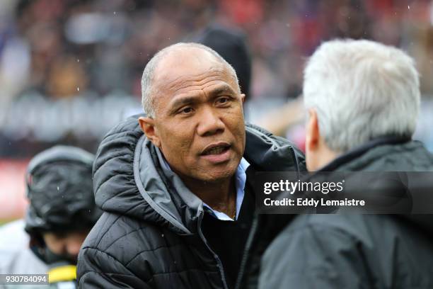 Antoine Kombouare, Head coach of Guingamp during the Ligue 1 match between EA Guingamp and OGC Nice at Stade du Roudourou on March 11, 2018 in...