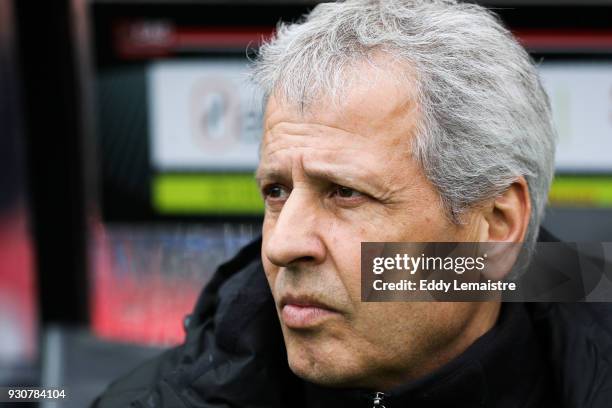 Lucien Favre, headcoach of Nice during the Ligue 1 match between EA Guingamp and OGC Nice at Stade du Roudourou on March 11, 2018 in Guingamp, .