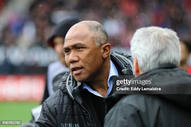 Antoine Kombouare, Head coach of Guingamp during the Ligue 1 match between EA Guingamp and OGC Nice at Stade du Roudourou on March 11, 2018 in...