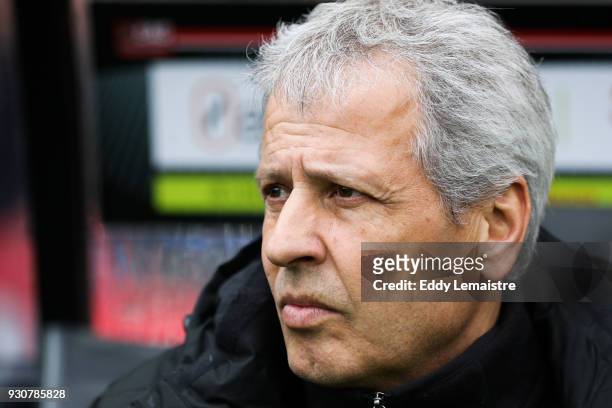 Lucien Favre, headcoach of Nice during the Ligue 1 match between EA Guingamp and OGC Nice at Stade du Roudourou on March 11, 2018 in Guingamp, .