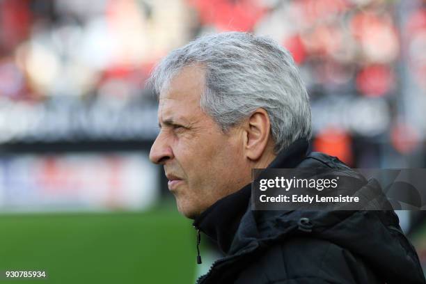 Lucien Favre, headcoach of Nice during the Ligue 1 match between EA Guingamp and OGC Nice at Stade du Roudourou on March 11, 2018 in Guingamp, .