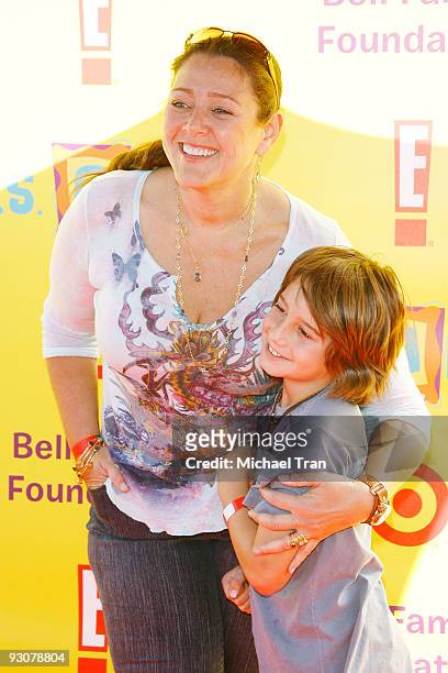 Camryn Manheim and her son, Milo Jacob arrive at the 2009 PS Arts ''Express Yourself'' Creative Arts fair held at Barker Hangar on November 15, 2009...