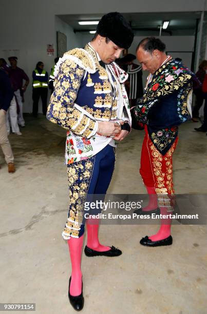 Jose Mari Manzanares and Pepin Liria attend the traditional Spring Bullfighting performance on March 10, 2018 in Illescas, Spain.