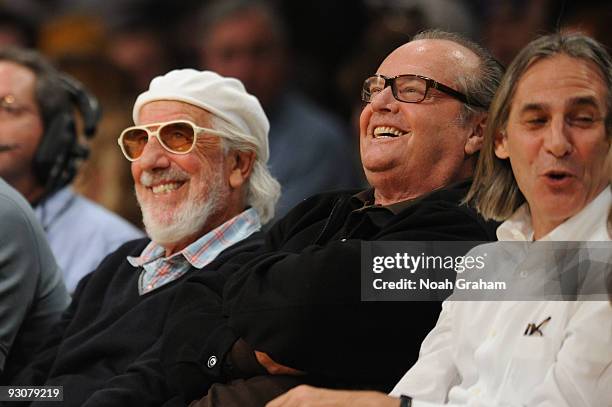 Lou Adler and Jack Nicholson attend a game between the Houston Rockets and the Los Angeles Lakers at Staples Center on November 15, 2009 in Los...