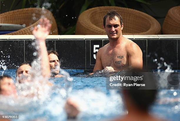 Daniel Bradshaw of the Swans swims during a Sydney Swans AFL training session at the Sydney Cricket Ground on November 16, 2009 in Sydney, Australia.