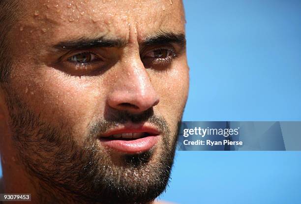 Rhyce Shaw of the Swans looks on during a Sydney Swans AFL training session at the Sydney Cricket Ground on November 16, 2009 in Sydney, Australia.