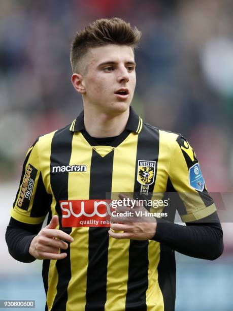 Mason Mount of Vitesse during the Dutch Eredivisie match between FC Utrecht and Vitesse Arnhem at the Galgenwaard Stadium on March 11, 2018 in...