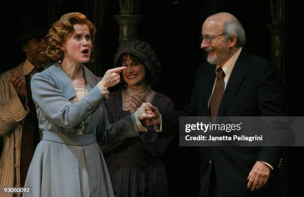 Cast Member Christiane Noll and Original Novel E.L. Doctorow attend curtain call at the Broadway opening of "Rag Time" at the Neil Simon Theatre on...