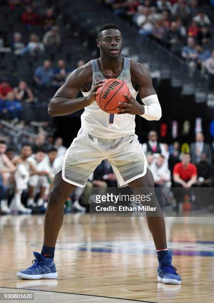 Rawle Alkins of the Arizona Wildcats looks to pass against the Colorado Buffaloes during a quarterfinal game of the Pac-12 basketball tournament at...