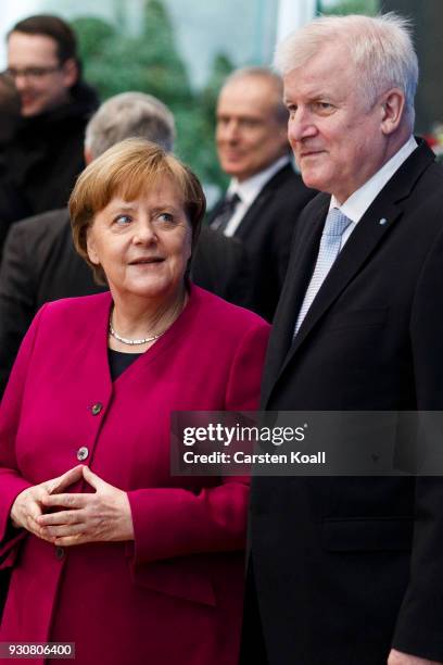 German Chancellor and Chairwoman of the German Christian Democrats Angela Merkel and Chairman of the Bavarian Christian Democrats Horst Seehofer...