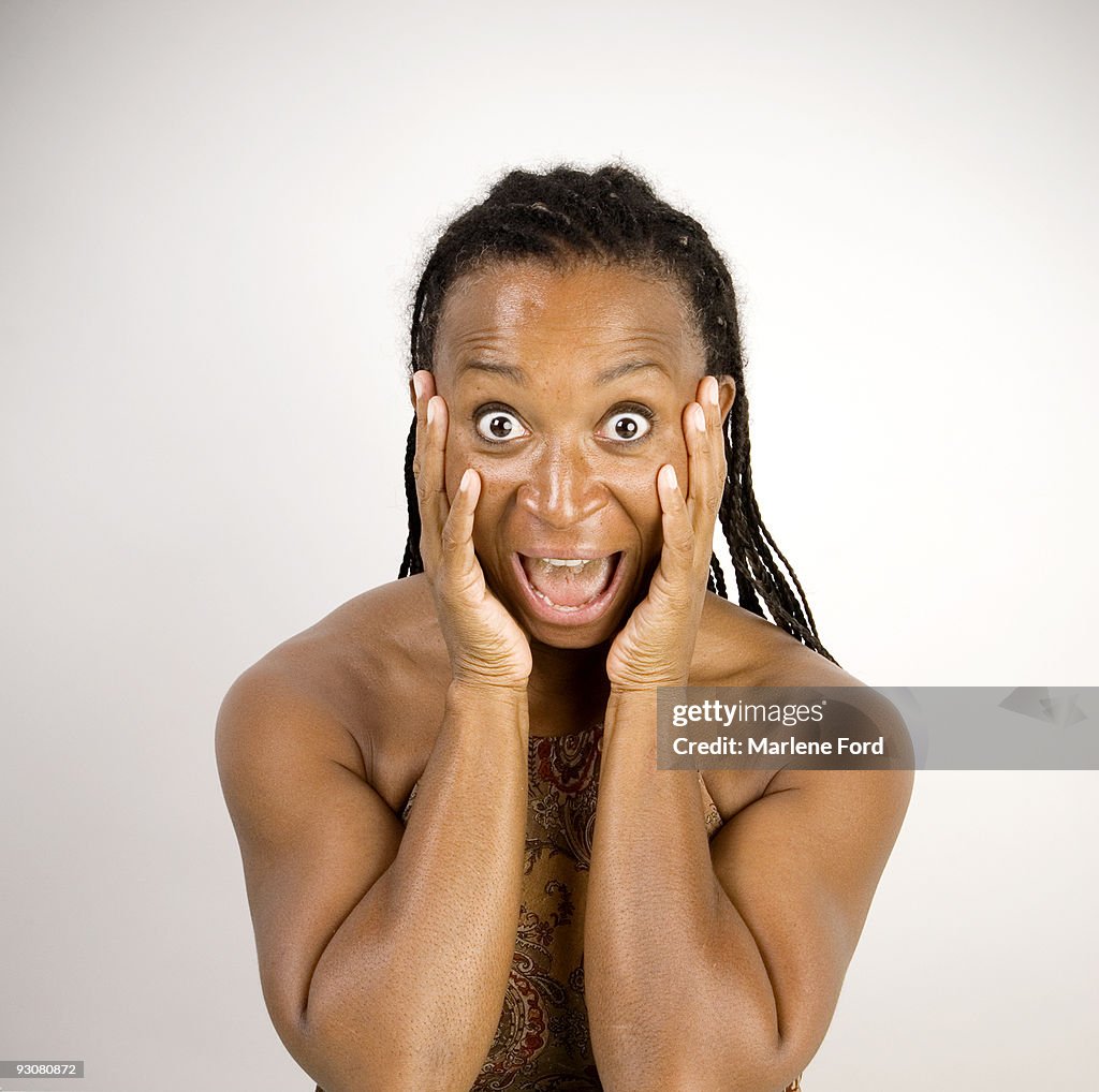 Surprised expression on woman