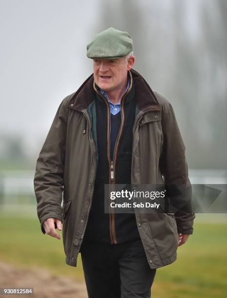 Cheltenham , United Kingdom - 12 March 2018; Trainer Willie Mullins up on the gallops ahead of the Cheltenham Festival at Prestbury Park, in...