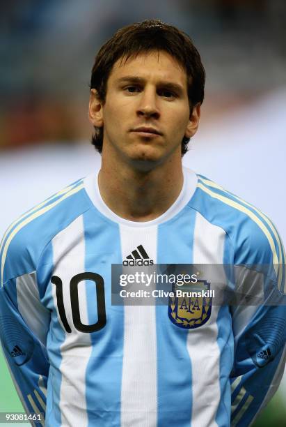 Lionel Messi of Argentina during the friendly International football match Spain against Argentina at the Vicente Calderon stadium in Madrid, on...