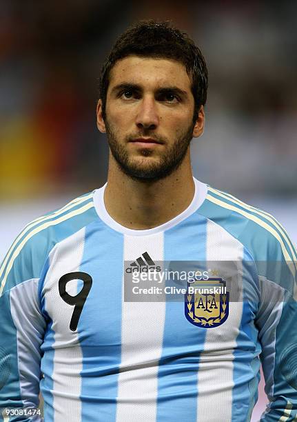 Gonzalo Higuain of Argentina during the friendly International football match Spain against Argentina at the Vicente Calderon stadium in Madrid, on...