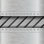 Metal background with stripes and rivets