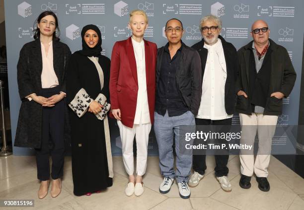 Director of the Film Fund and Programs Hanaa Issa, Doha Film Institute CEO Fatma Al Remaihi , actress and artist Tilda Swinton, director Apichatpong...