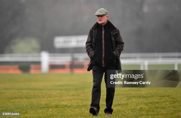 Cheltenham , United Kingdom - 12 March 2018; Trainer Willie Mullins on the gallops ahead of the Cheltenham Racing Festival at Prestbury Park in...