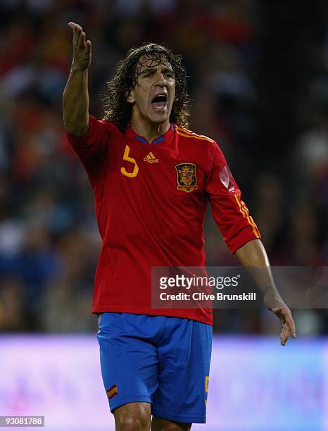 Carles Puyol of Spain in action during the friendly International football match Spain against Argentina at the Vicente Calderon stadium in Madrid,...