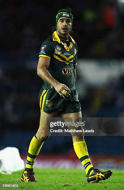 Johnathan Thurston of the VB Kangaroos Australia Rugby League Team in action during the Four Nations Grand Final between England and Australia at...