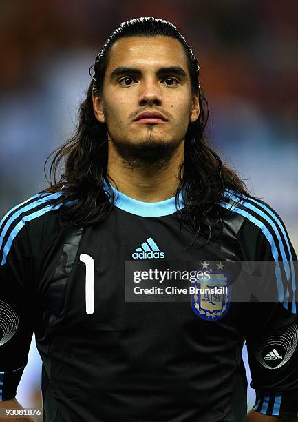 Sergio Romero of Argentina during the friendly International football match Spain against Argentina at the Vicente Calderon stadium in Madrid, on...