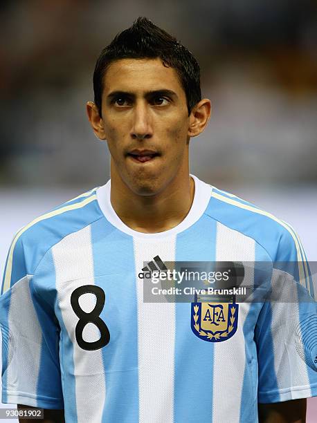 Angel Di Maria of Argentina during the friendly International football match Spain against Argentina at the Vicente Calderon stadium in Madrid, on...