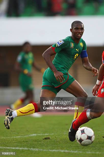 Samuel Eto'o of Cameroon during the Morocco v Cameroon FIFA2010 World Cup Group A qualifying match at the Complexe Sportif on November 14, 2009 in...