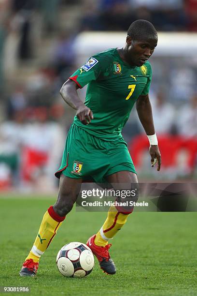 Landry Tsafack of Cameroon during the Morocco v Cameroon FIFA2010 World Cup Group A qualifying match at the Complexe Sportif on November 14, 2009 in...