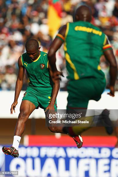 Samuel Eto'o of Cameroon warming up before the Morocco v Cameroon FIFA2010 World Cup Group A qualifying match at the Complexe Sportif on November 14,...