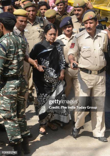 Nalini Chidambaram, a senior advocate and mother of Karti Chidambaram arrives at Patiala House Court in New Delhi.