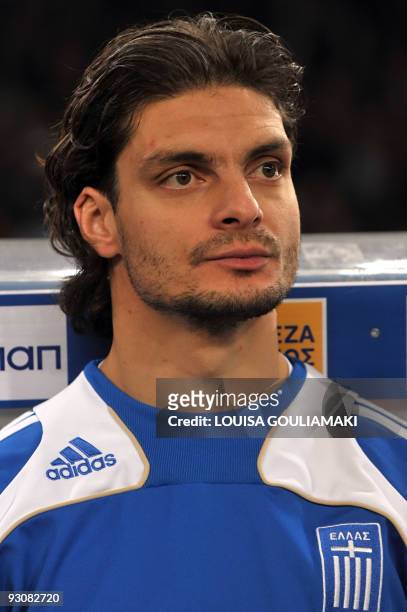 Greece national team striker Angelos Charisteas is pictured prior the FIFA World Cup 2010 first-leg play-off football match vs Ukraine on November...