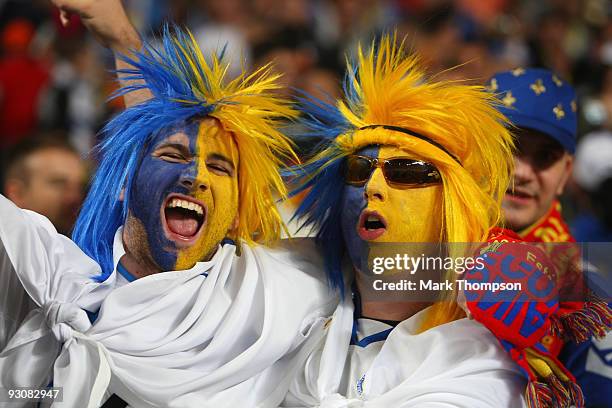 Bosnia fans during the FIFA 2010 European World Cup qualifier first leg match between Portugal and Bosnia-Herzegovina at the Luz stadium on November...