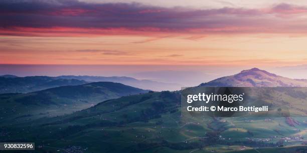 appenzell alps at sunrise, switzerland. - appenzell innerrhoden stock pictures, royalty-free photos & images