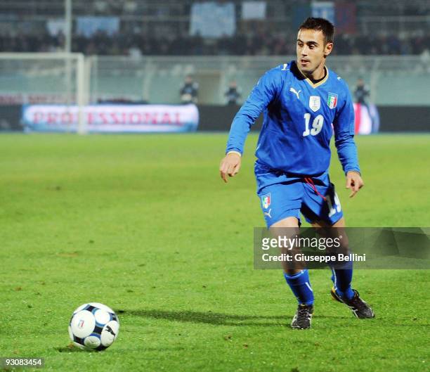 Marco Marchionni of Italy in action during the International Friendly Match between Italy and Holland at Adriatico Stadium on November 14, 2009 in...