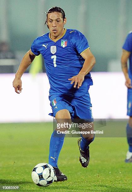 Mauro German Camoranesi of Italy in action during the International Friendly Match between Italy and Holland at Adriatico Stadium on November 14,...