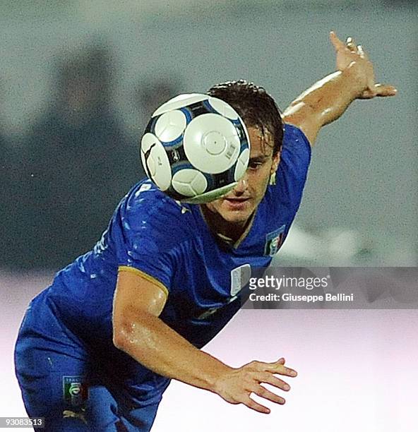 Alberto Gilardino of Italy in action during the International Friendly Match between Italy and Holland at Adriatico Stadium on November 14, 2009 in...