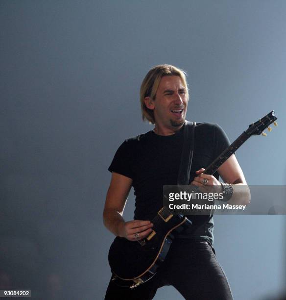 Lead singer Chad Kroeger of Nickelback performs on stage in concert at the Rod Laver Arena on November 16, 2009 in Melbourne, Australia.
