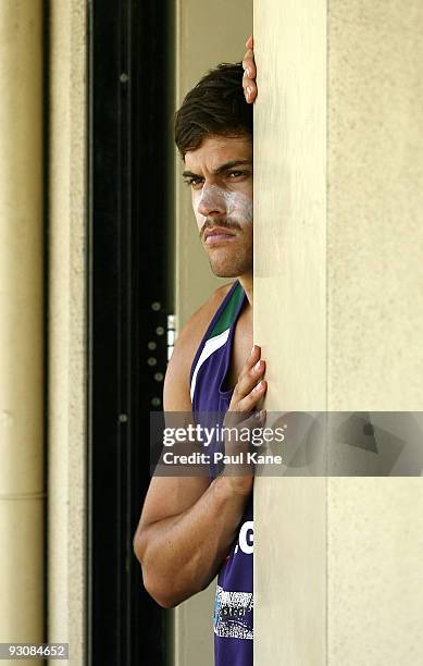 Garrick Ibbotson of the Dockers looks on during a Fremantle Dockers AFL training session at Fremantle Oval on November 16, 2009 in Perth, Australia.